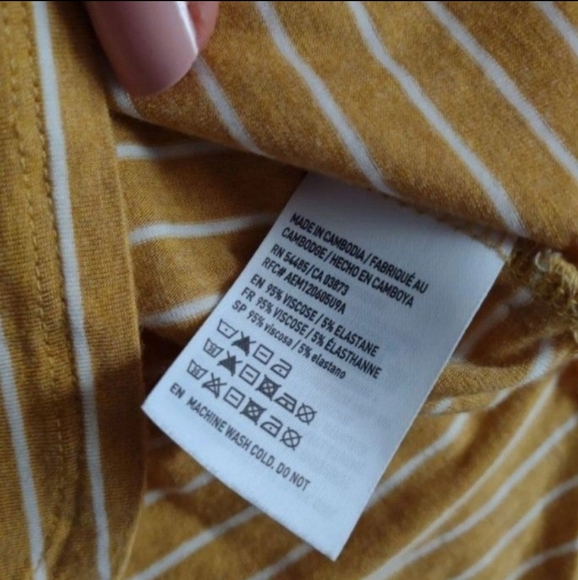 3/$20 american eagle • soft and sexy yellow stripe long sleeve tee - Picture 3 of 5